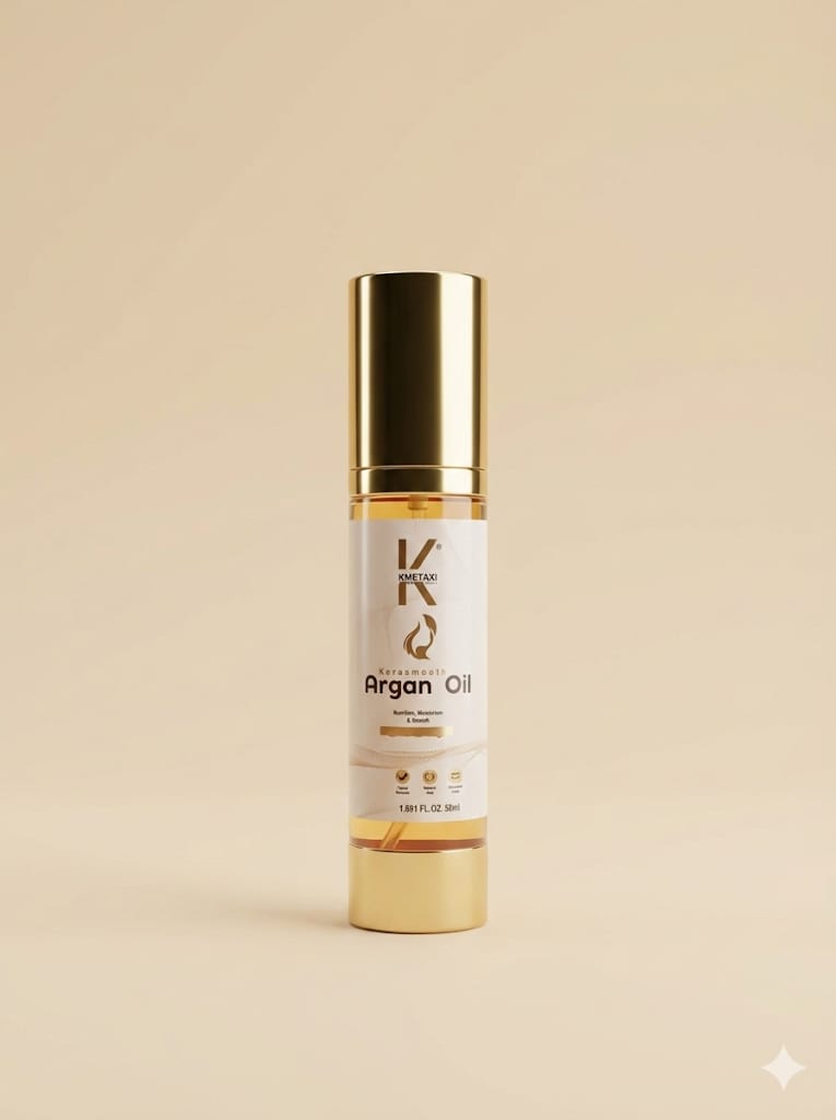 Argan Oil Hair Serum for Frizzy & Dry Hair, Moroccan Argan Oil Smoothening Serum, Anti Frizz, Shine & Heat Protection, Lightweight Non-Greasy Hair Oil for Soft Silky Hair – 50ml
